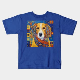 Gustav Klimt Style Dog with Colorful Scarf and Ears Kids T-Shirt